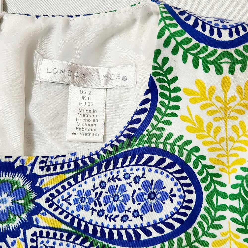 London Times Sleeveless Floral Shift Dress Size 2 - Picture 3 of 6